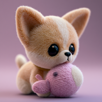 Adorable 3D Render of a Cute Puppy with Toy