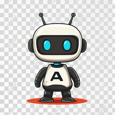 Adorable AI Robot with Blue Eyes, Front View PNG for Logo Design Adorable AI Robot with Blue Eyes, Front View PNG for Logo Design