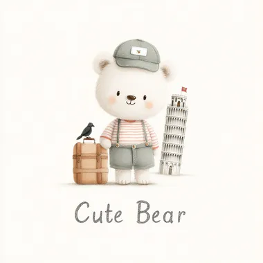 Adorable Bear Cub at the Leaning Tower of Pisa Adorable Bear Cub at the Leaning Tower of Pisa