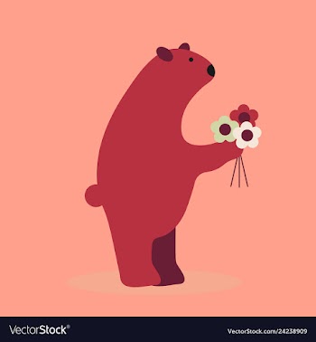 Adorable bear in floral technique beautiful card vector image