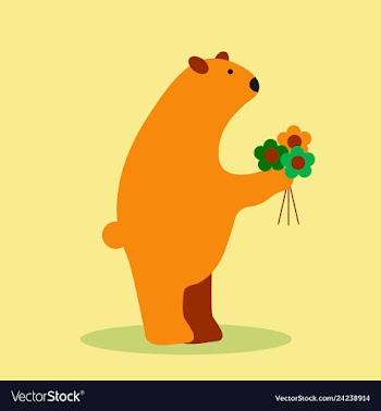 Adorable bear in floral technique beautiful card vector image