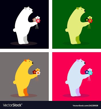 Adorable bear in floral technique beautiful card vector image