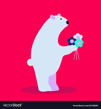 Adorable bear in floral technique beautiful card vector image