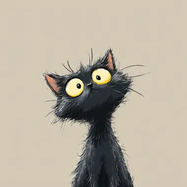 Adorable Black Cat with Funny Expression Adorable Black Cat with Funny Expression