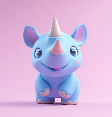 Adorable Blue Cartoon Rhinoceros Toy Adorable Blue Cartoon Rhinoceros Toy