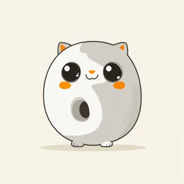 Adorable Cartoon Animal Shaped Like an 'O'