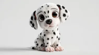 Adorable Cartoon Baby Dalmatian Puppy in 3D Adorable Cartoon Baby Dalmatian Puppy in 3D