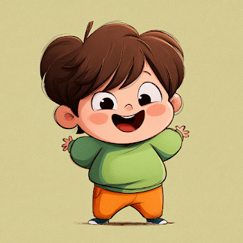 Adorable Chibi-Style Boy with Playful Expression