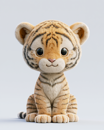 Adorable Chibi Tiger in Pastel Colors
