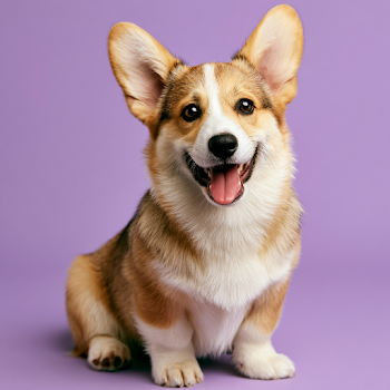 Adorable Corgi Portrait on Lavender Background