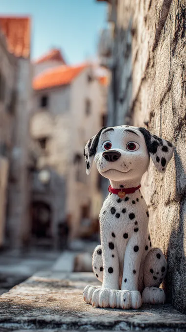 Adorable Dalmatian Against Dubrovnik's Ancient Walls Adorable Dalmatian Against Dubrovnik's Ancient Walls