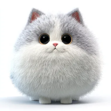 Adorable Fluffy 3D Cat with Big Eyes Adorable Fluffy 3D Cat with Big Eyes