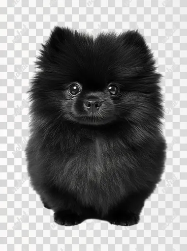 Adorable Fluffy Black Dog Posing on White Background Adorable Fluffy Black Dog Posing on White Background