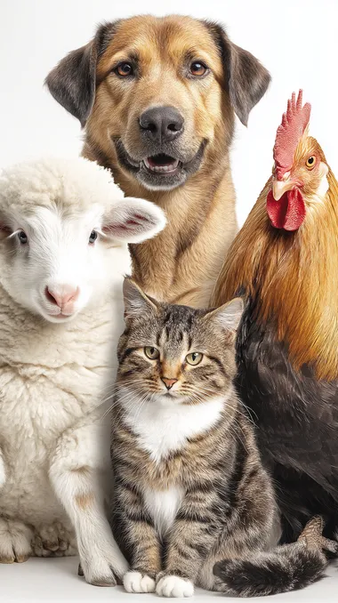 Adorable Group of Cute Pets Smiling Together Adorable Group of Cute Pets Smiling Together
