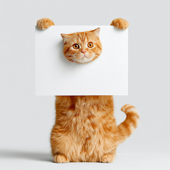 Adorable Orange Tabby Cat Holding Blank Sign