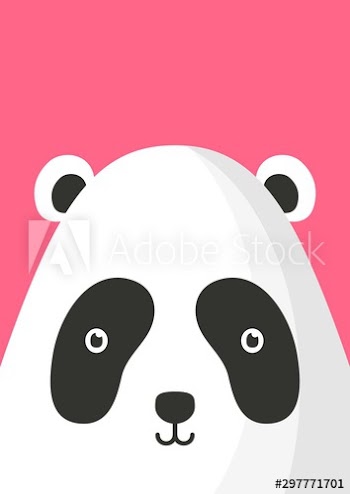 Adorable panda bear snout flat vector illustration