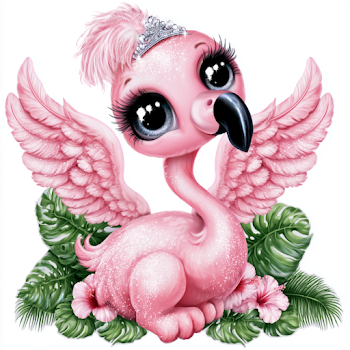 Adorable Pink Flamingo Mascot with Tiara