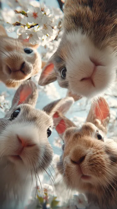 Adorable Rabbits Blossoming Under Cherry Blossoms Adorable Rabbits Blossoming Under Cherry Blossoms