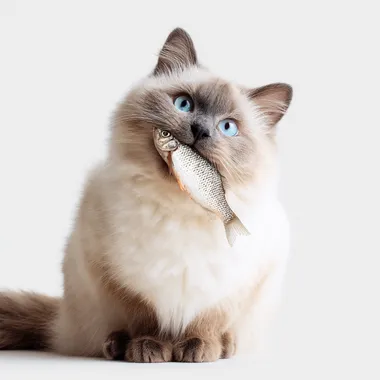 Adorable Ragdoll Cat with a Fish Adorable Ragdoll Cat with a Fish