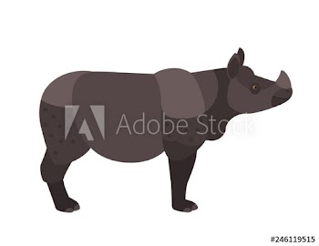 Adorable rhino or rhinoceros isolated on white background