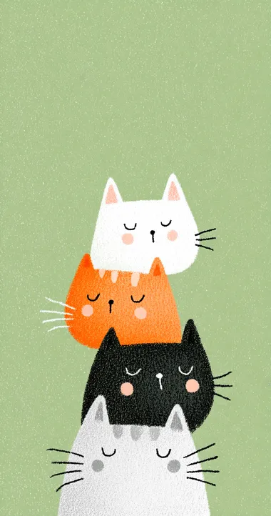 Adorable Stacked Cats Illustration in Pastel Colors Adorable Stacked Cats Illustration in Pastel Colors