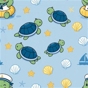 Adorable Turtle Pattern with Sailor Hat and Floaty