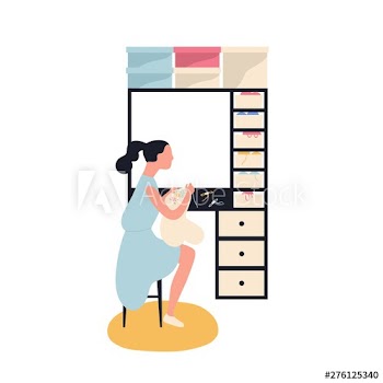 Adorable woman sitting and embroidering or stitching canvas on tambour frame