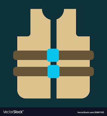 Adult life vest jacket flat design vector image