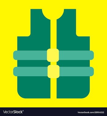 Adult life vest jacket flat design vector image
