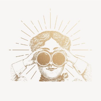 Adventurer using binoculars clipart, gold | Free Photo Illustration - rawpixel