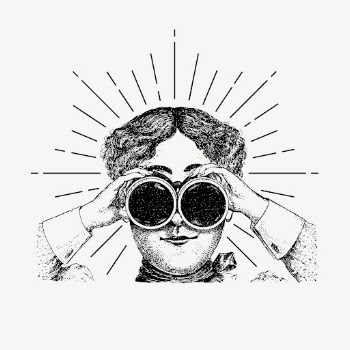 Adventurer using binoculars clipart, vintage | Free Vector Illustration - rawpixel