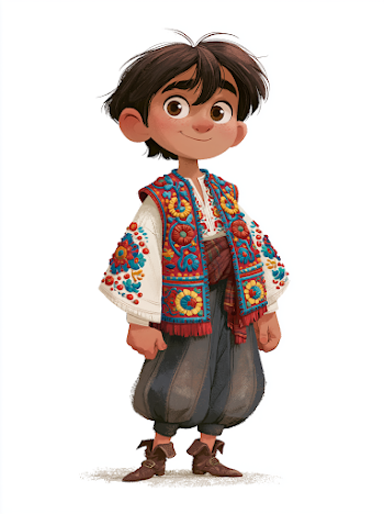 Adventurous Turkish Boy in Colorful Attire