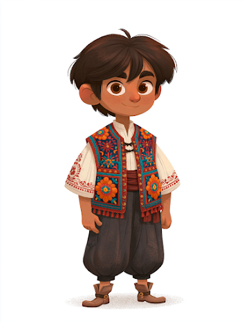 Adventurous Turkish Boy in Colorful Attire