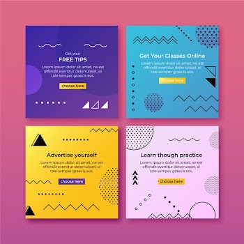 Advertise yourself tips instagram post collection Free Vector