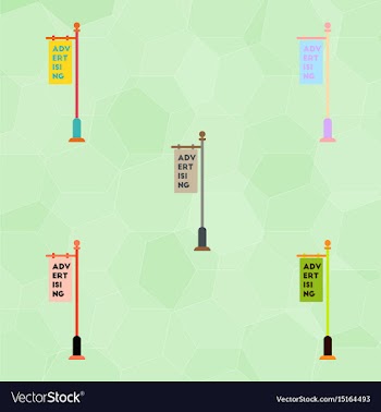 Advertising billboard on old style street lamppost vector image