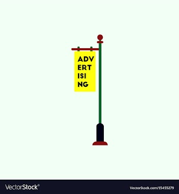 Advertising billboard on old style street lamppost vector image