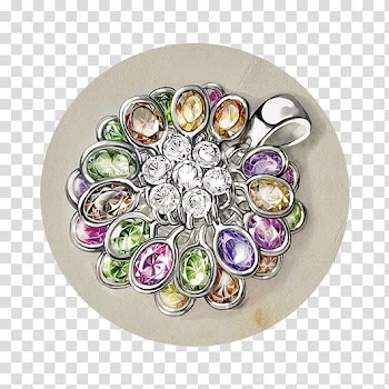 Advertising Jewellery Brooch Designer, Hand-painted color jewelry advertising transparent background PNG clipart