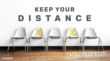 Advice on keeping your distance by WHO psd mockup banner | Free  illustration - 2321399