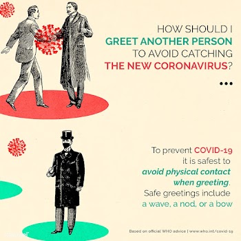 Advice on phyiscal greeting by WHO and vintage illustration psd mockup.. | Free  illustration - 2319724