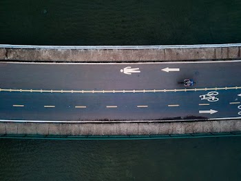 aerial photo of a road