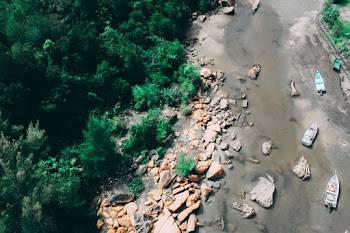 Aerial Photo of  A Shallow River