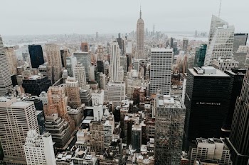 aerial photo of city buildings