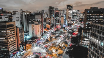 Aerial Photo of City Buildings during Nighttime