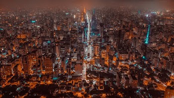 Aerial Photo of Cityscape at Night