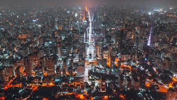Aerial Photo of Cityscape at Night