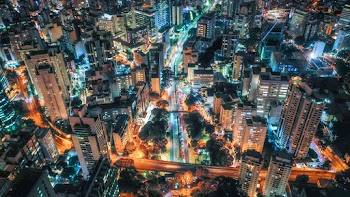 Aerial Photo of Cityscape at Night