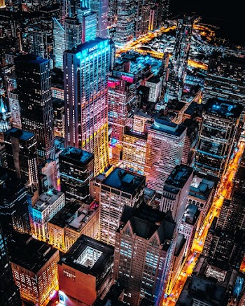 Aerial Photo of Cityscape at Night