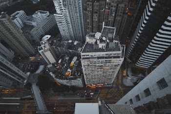 aerial photo of concrete building