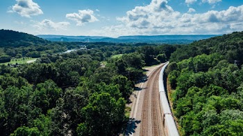 Aerial Photo of Empty Railroad Tracks