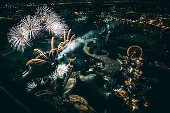 aerial photo of fireworks display